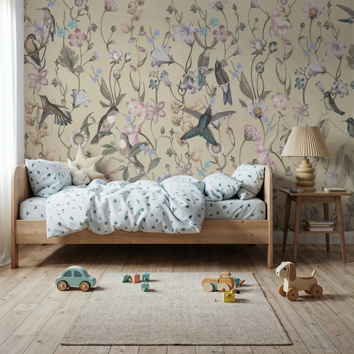 Bird Garden Light Yellow Mural Wallpaper - room preview 03