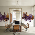 Inverness Scotland Skyline Purple & Gold Mural Wallpaper - room preview 03