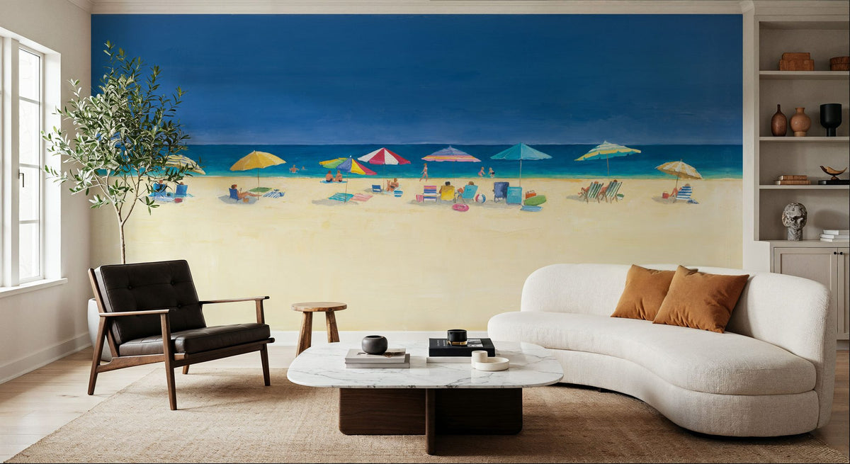 Day At the Beach Mural Wallpaper - Blue Tone - room preview 03