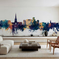 Solihull England Skyline Blue & Bronze Mural Wallpaper - room preview 03