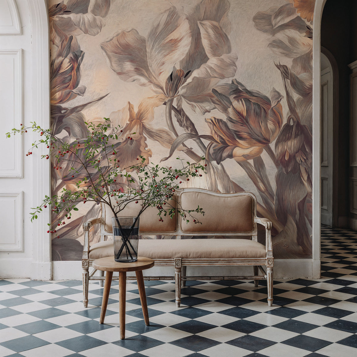 Tulips Feast, Beige Mural Wallpaper - room preview 03
