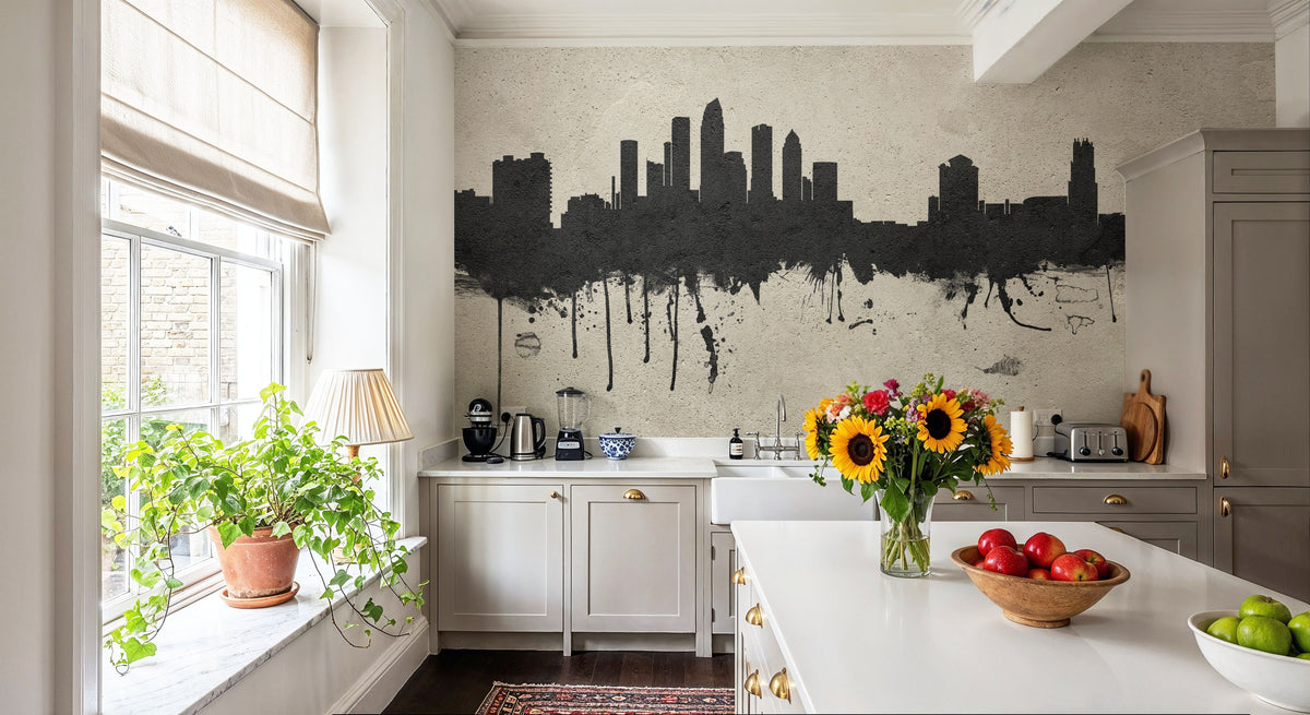 Tampa Florida Skyline Concrete Mural Wallpaper - room preview 03
