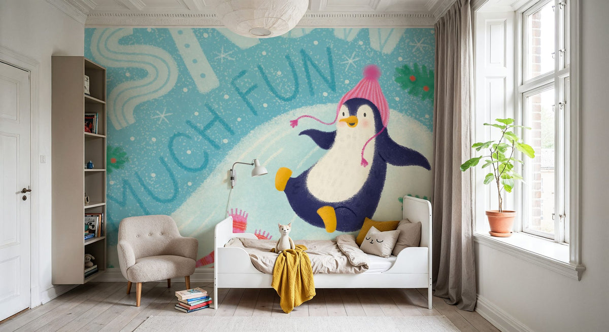 Snow Much Fun Mural Wallpaper - room preview 03