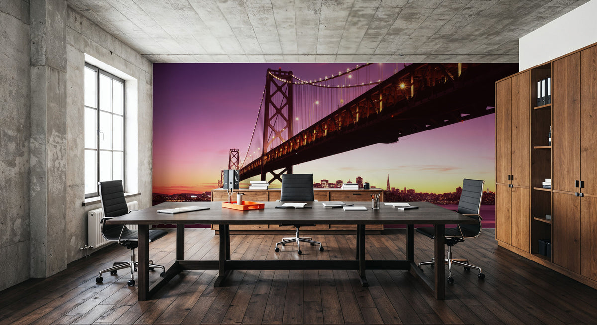 City Dusk Crossing Mural Wallpaper - room preview 03