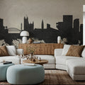 Manchester England Skyline Concrete Mural Wallpaper - room preview 03