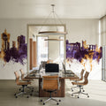 Colchester England Skyline Purple & Gold Mural Wallpaper - room preview 03