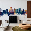 Long Beach California Skyline Blue & Bronze Mural Wallpaper - room preview 03