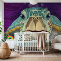 Hello Turtle, Purple Mural Wallpaper - room preview 03