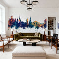 Schaffhausen Switzerland Skyline Blue & Bronze Mural Wallpaper - room preview 03