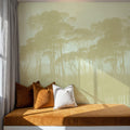 Mediterranean Pine Landscape, Greenish Beige Mural Wallpaper - room preview 03