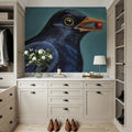 Black Bird with a Berry Mural Wallpaper - room preview 03