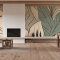 Leaf Lines Mural Wallpaper - Warm Tone - room preview 03