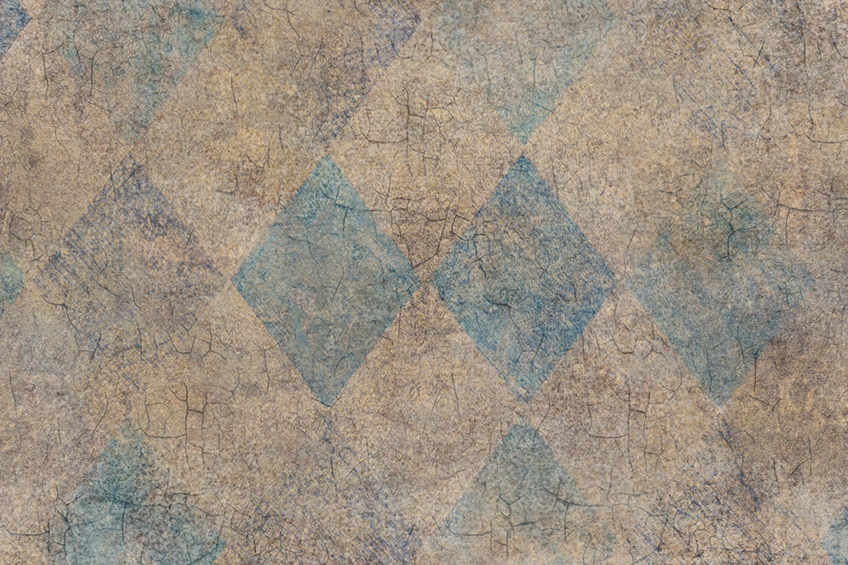 Small Patinated Diamonds Turquoise Mural Wallpaper - room preview 03