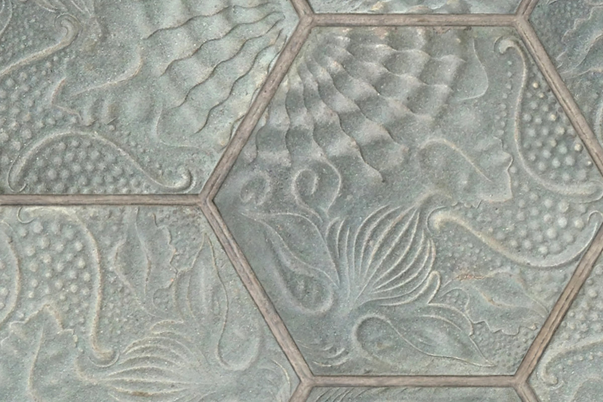 Hexagon Tiles Jade Mural Wallpaper - room preview 03