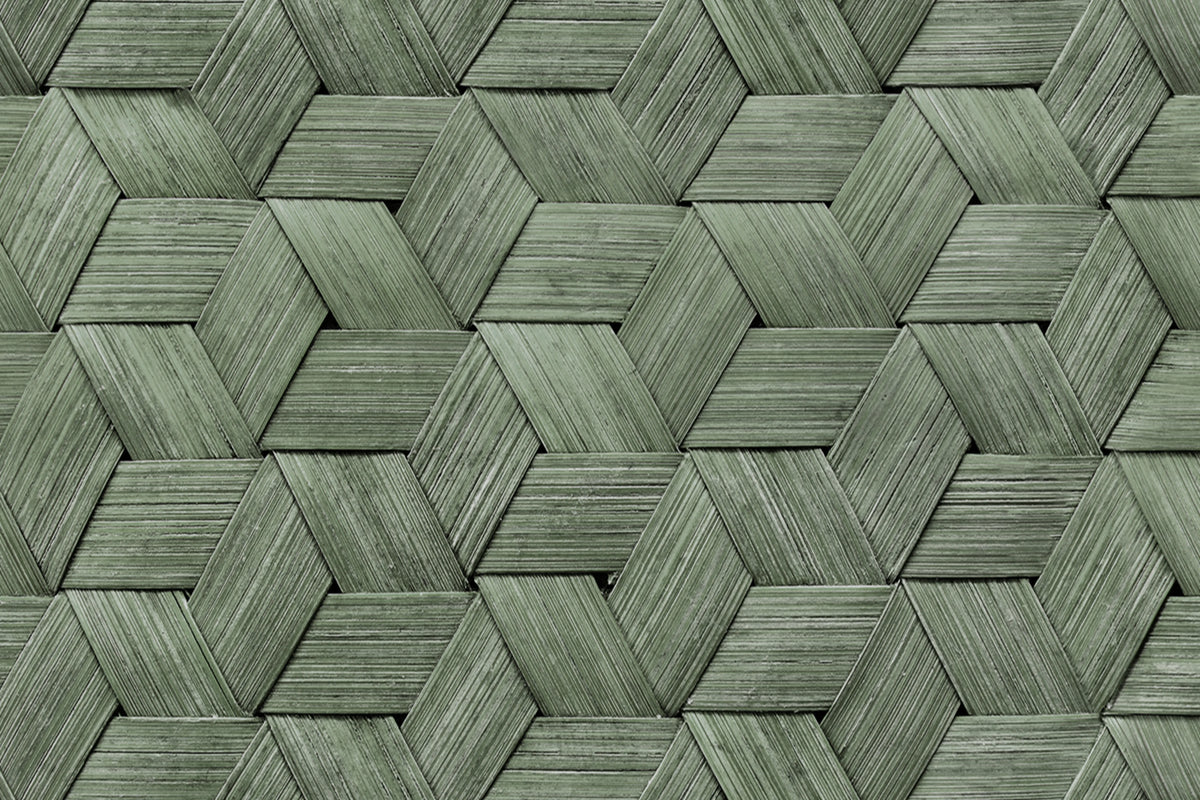 Small Birch Bark Braids, Forest Green Mural Wallpaper - room preview 03