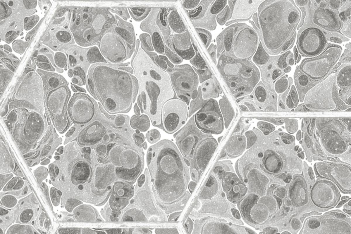 Marbled Hexagon Tiles, Gray Mural Wallpaper - room preview 03