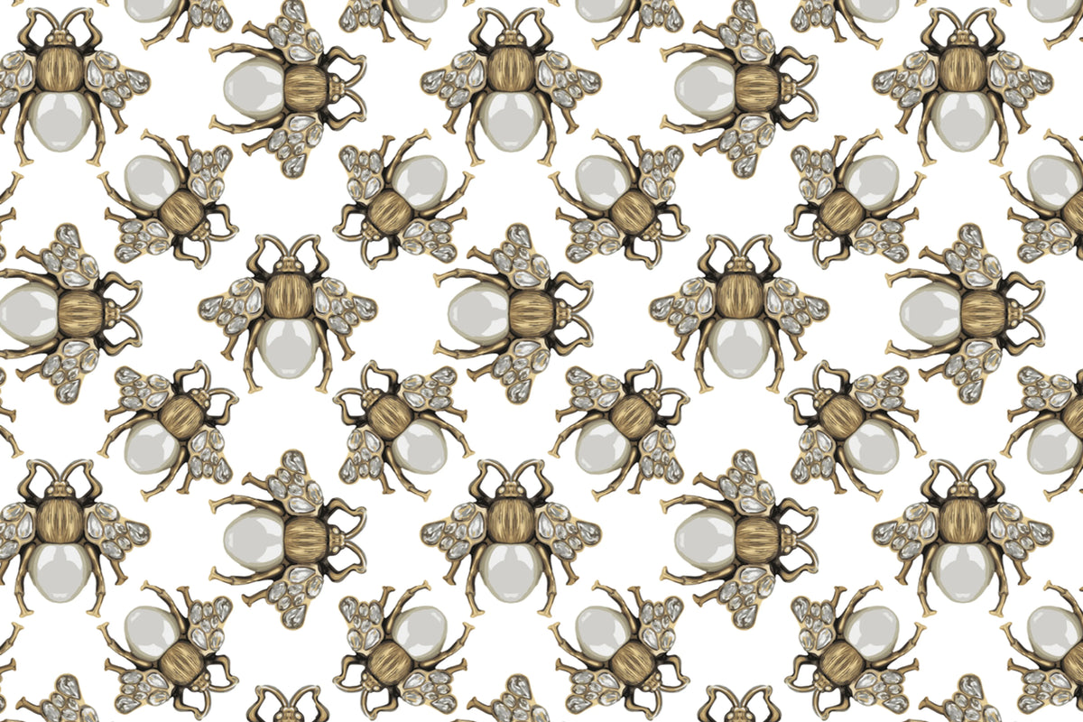 Small Jewel Wings, Diamond White Mural Wallpaper - room preview 03