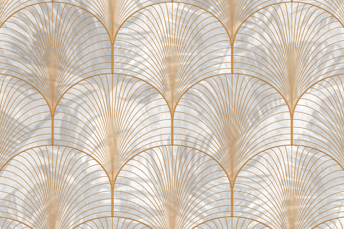 Art Deco Palms, Gold Mural Wallpaper - room preview 03