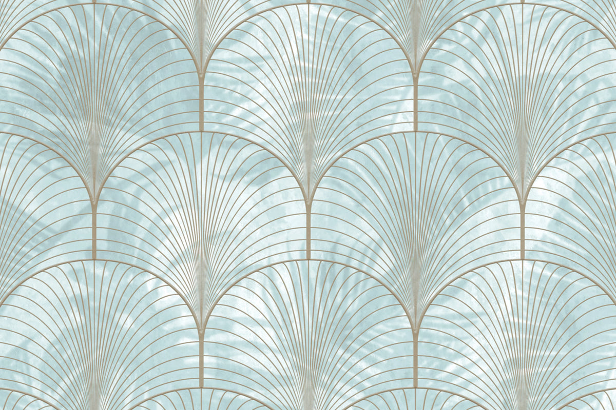 Art Deco Palms, Silver Mural Wallpaper - room preview 03