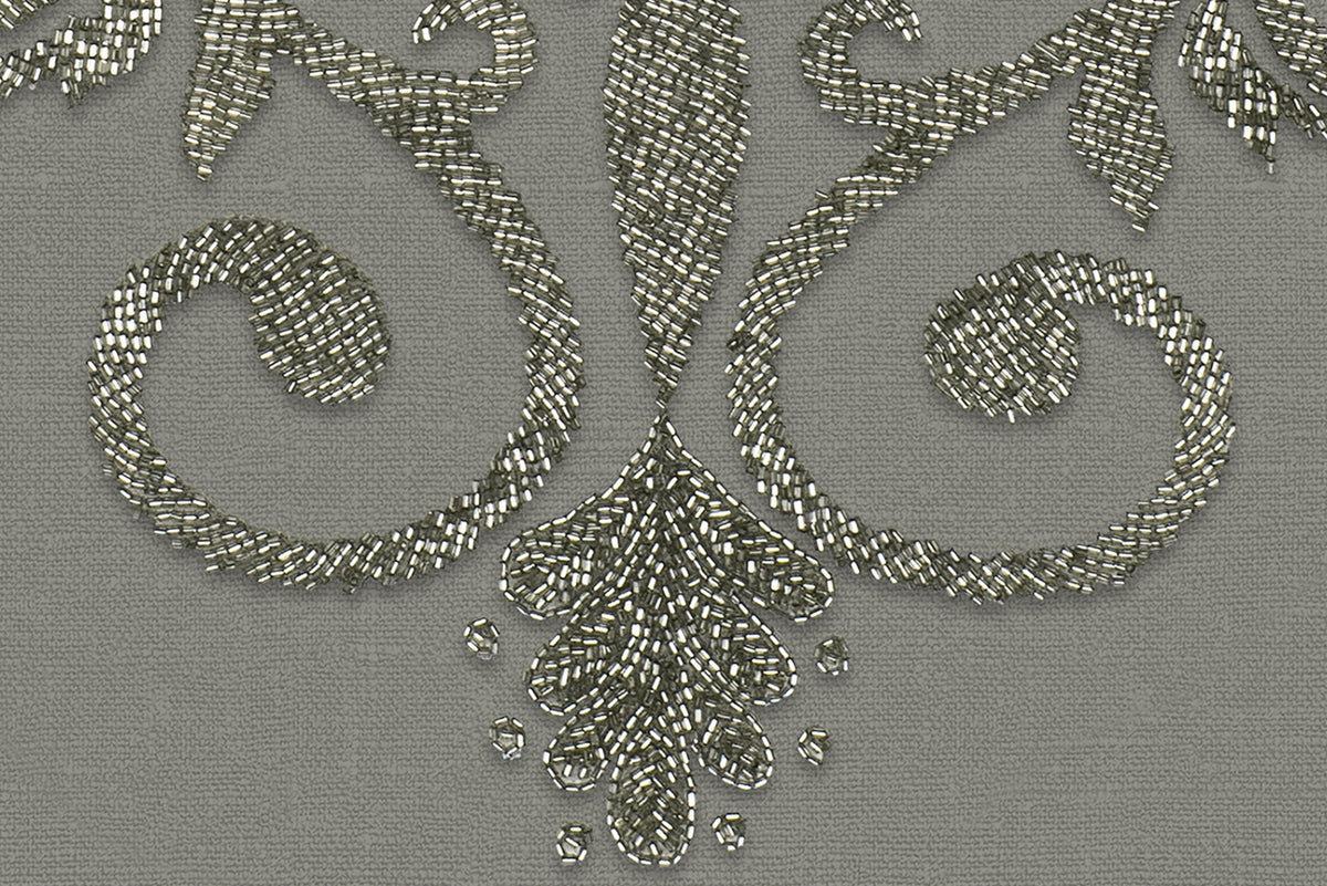 Baroque Pearl, Gray Mural Wallpaper - room preview 03