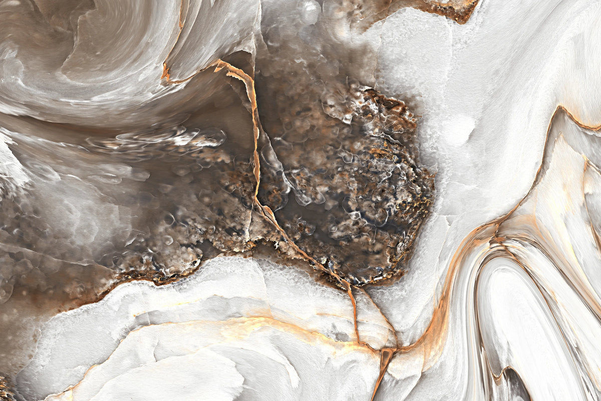 Marble Swirl, Nougat Mural Wallpaper - room preview 03