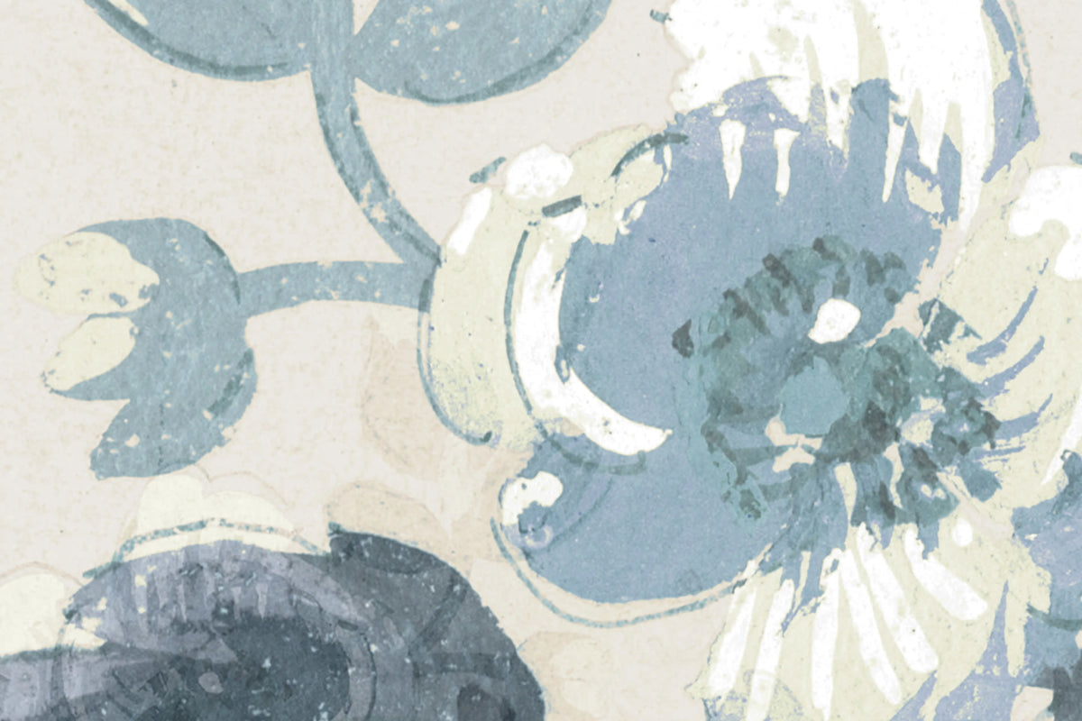 Roses, Blue Mural Wallpaper - room preview 03