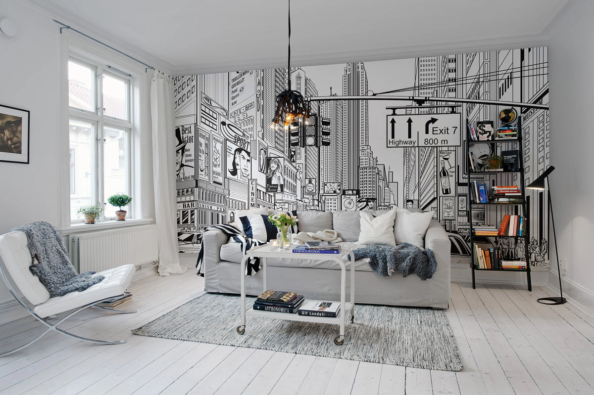 Cartoon City Mural Wallpaper - room preview 03