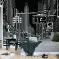 Cartoon City, Black Mural Wallpaper - room preview 03