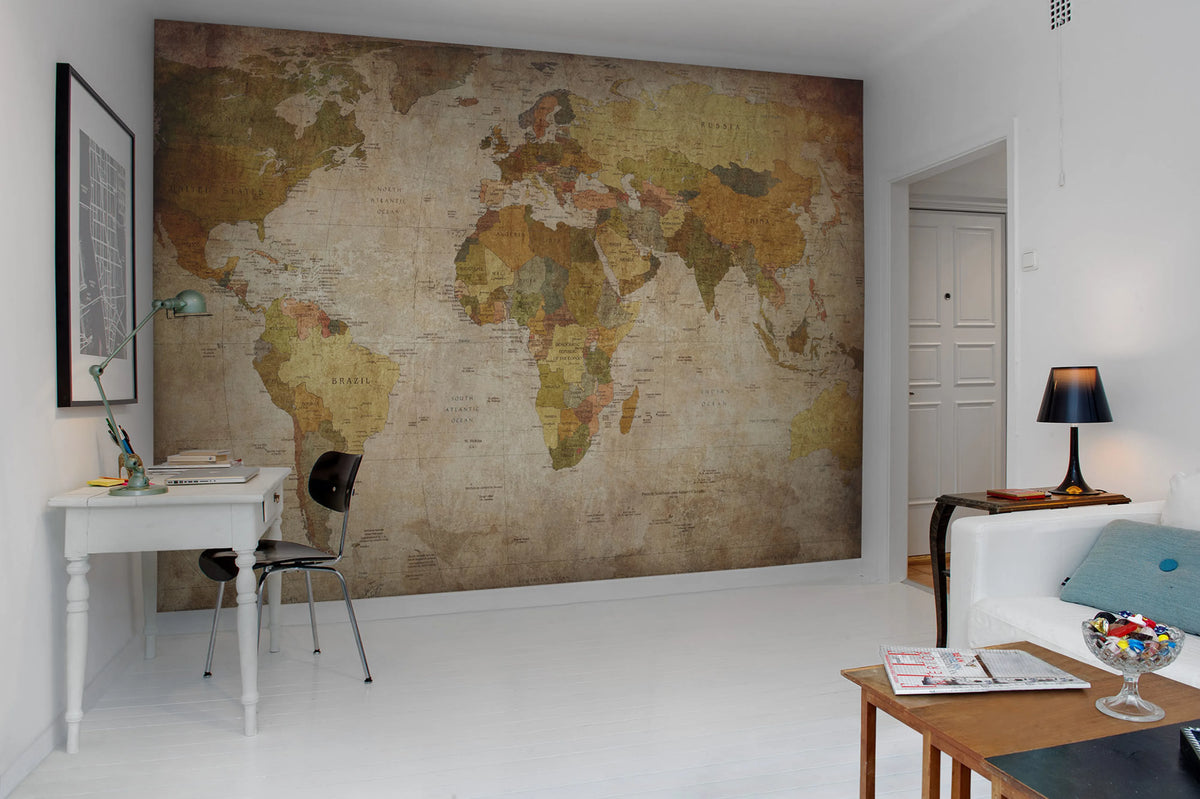 World Map Mural Wallpaper - room preview 03