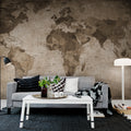 World Map, Brown Mural Wallpaper - room preview 03