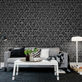 Brick Wall, Black Mural Wallpaper - room preview 03