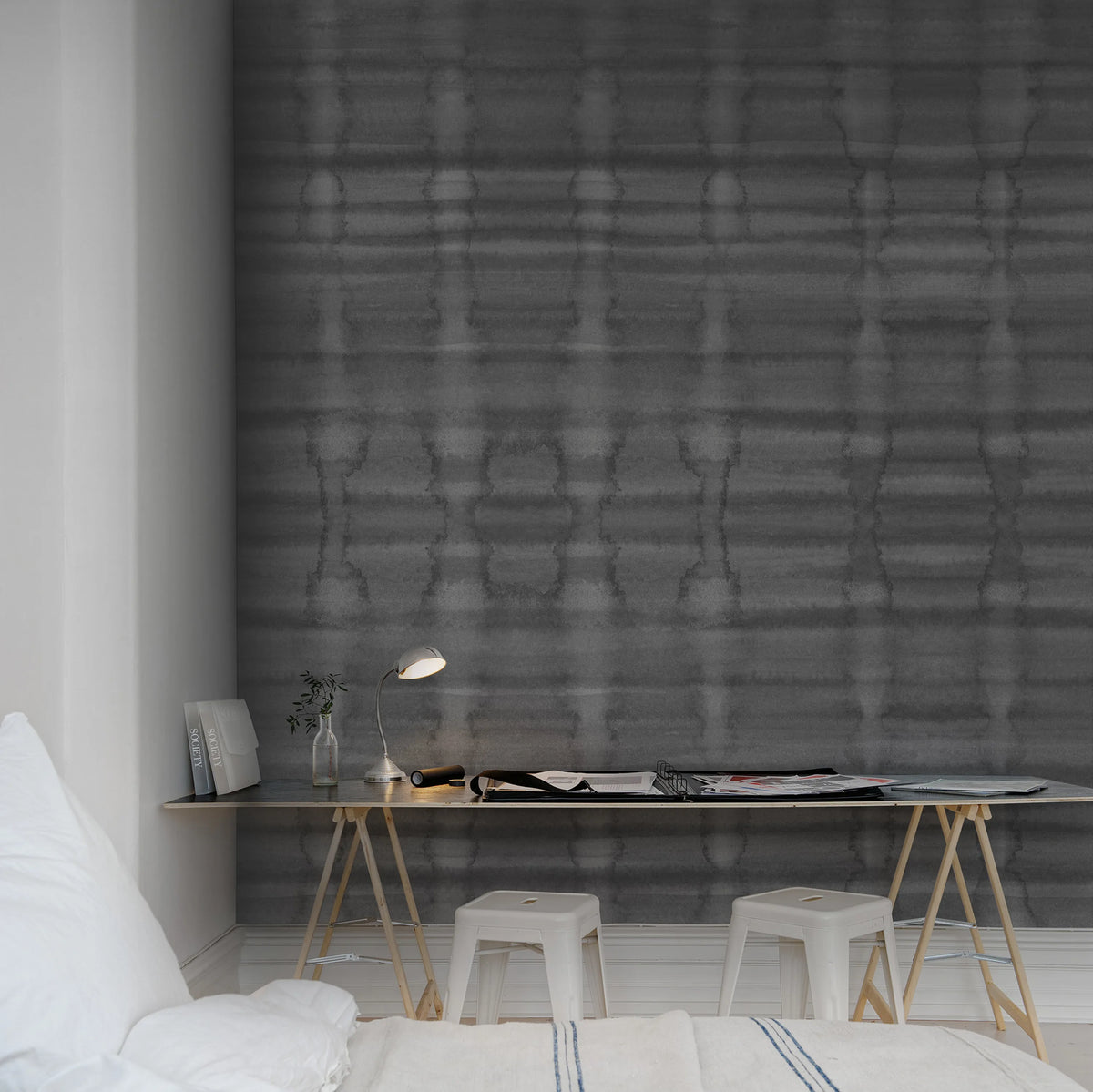 Watery Wall, Gray Mural Wallpaper - room preview 03