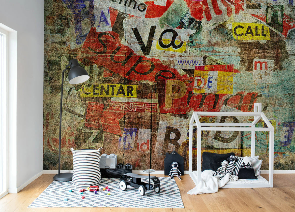 Newspaper Clippings Mural Wallpaper - room preview 03