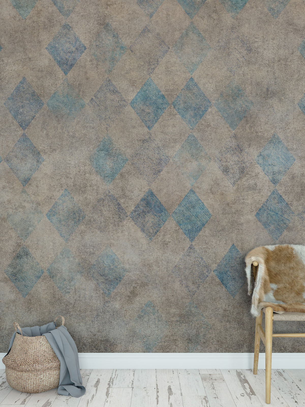 Patinated Diamonds Mural Wallpaper - room preview 03