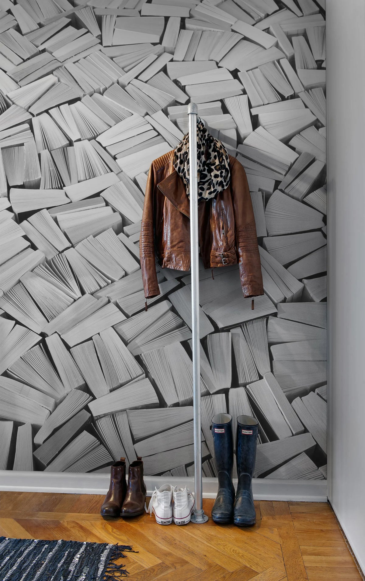 Books, White Mural Wallpaper - room preview 03