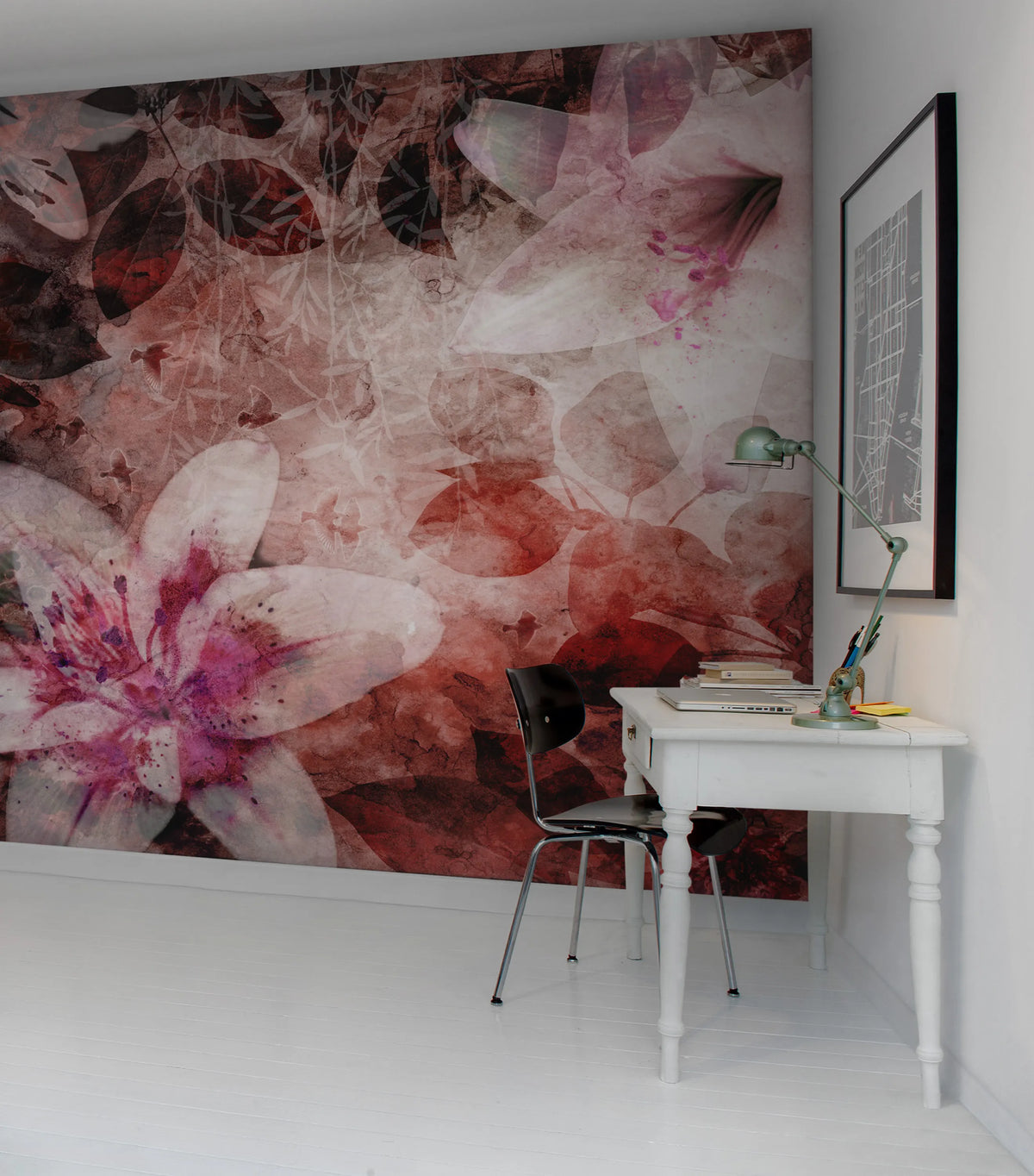 Garden of Dreams, Red Mural Wallpaper - room preview 03