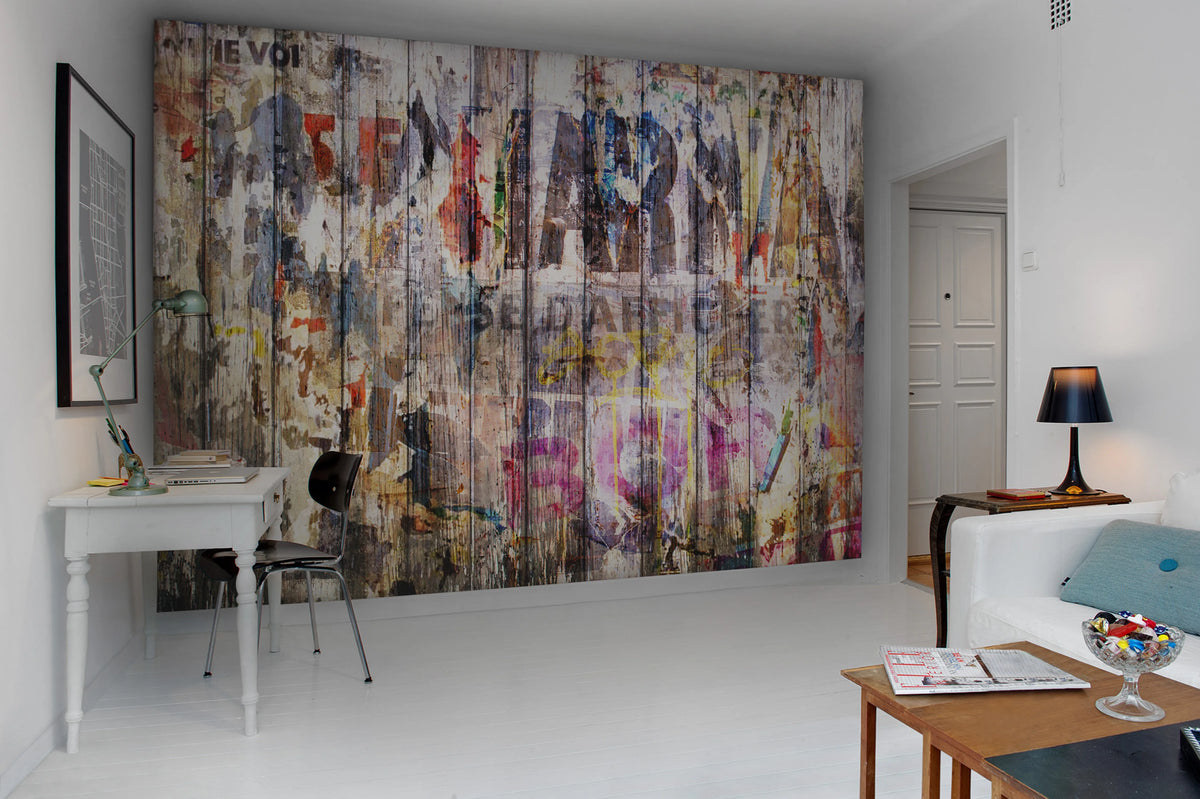 Graffiti on Boards Mural Wallpaper - room preview 03