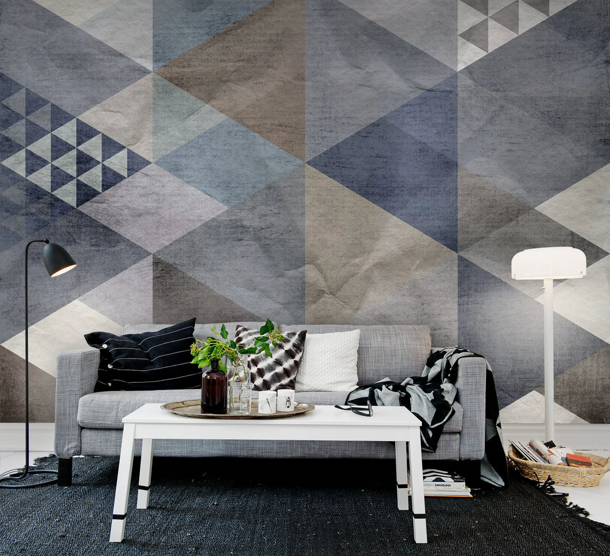 Quadrangle, Blue Mural Wallpaper - room preview 03