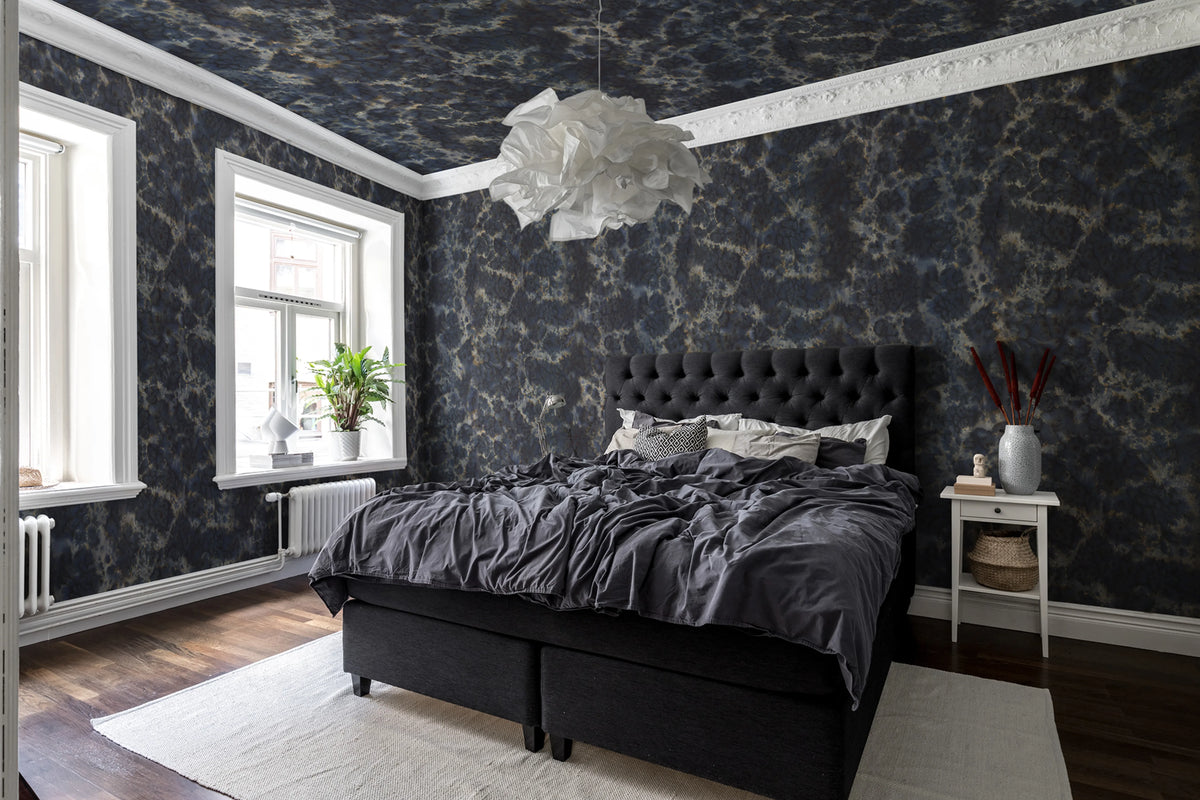 Flow, Dark Blue Mural Wallpaper - room preview 03