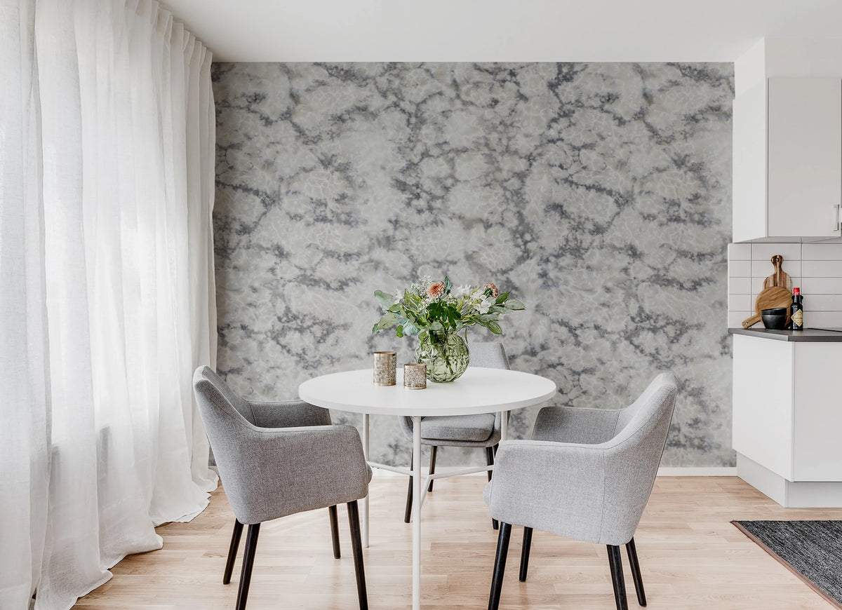 Flow, White Mural Wallpaper - room preview 03