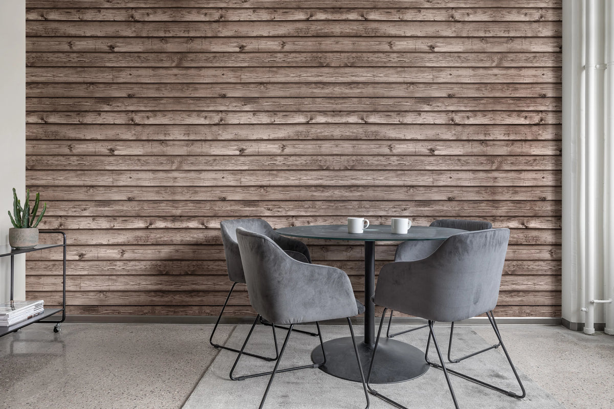 Horizontal Boards, Brown Mural Wallpaper - room preview 03