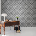 Concrete Trellis, Gray Mural Wallpaper - room preview 03