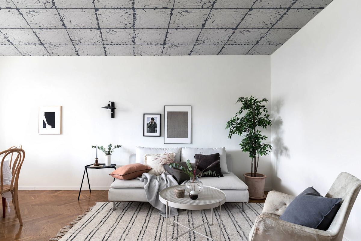 Tin Plates, Nebraska, White Mural Wallpaper - room preview 03