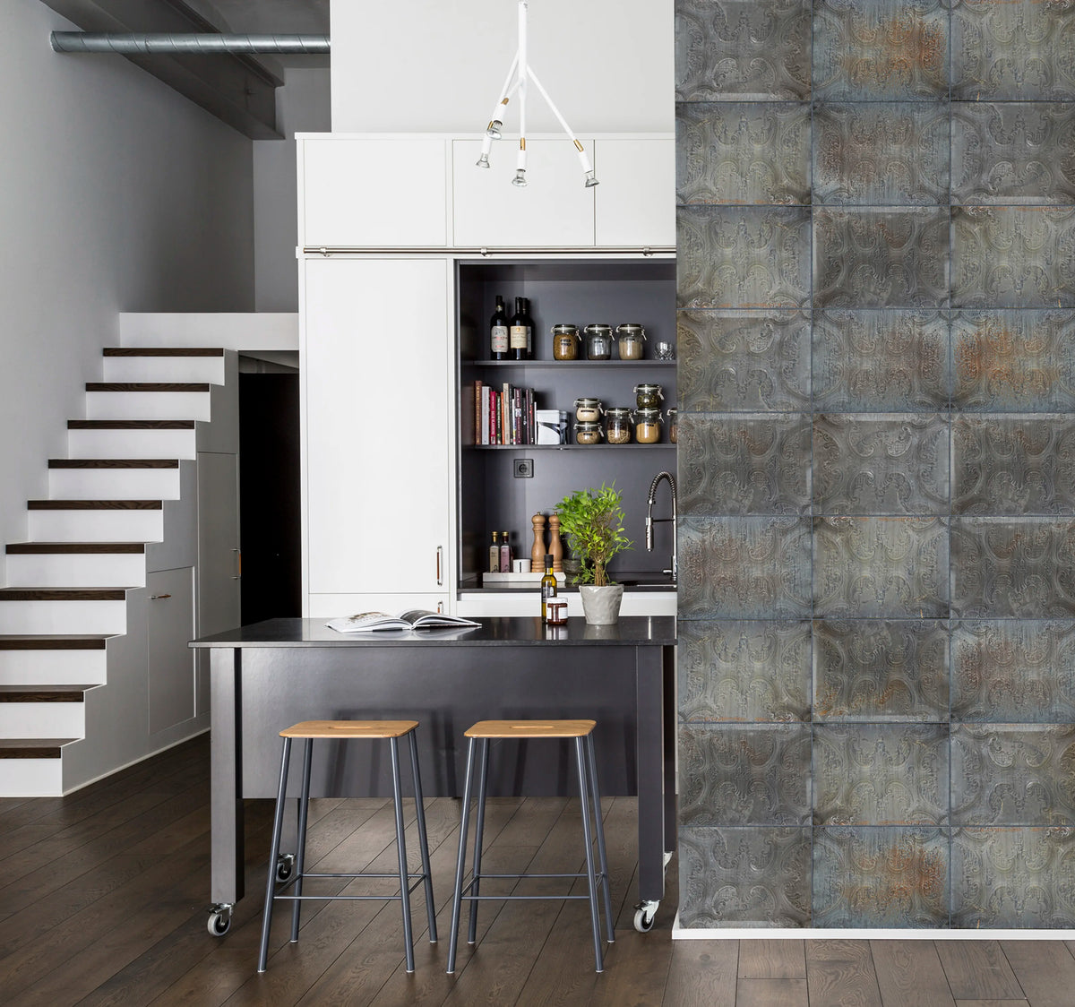Tin Plates, Black Mural Wallpaper - room preview 03