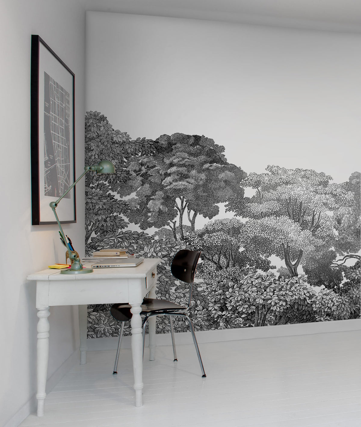 Bellewood, Black Toile Mural Wallpaper - room preview 03
