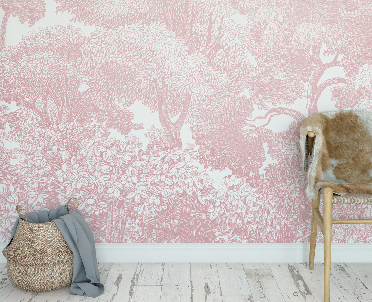 Bellewood, Pink Mural Wallpaper - room preview 03