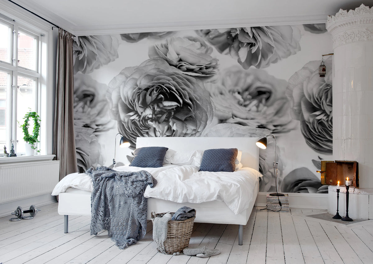 Summer Wind, Black and White Mural Wallpaper - room preview 03