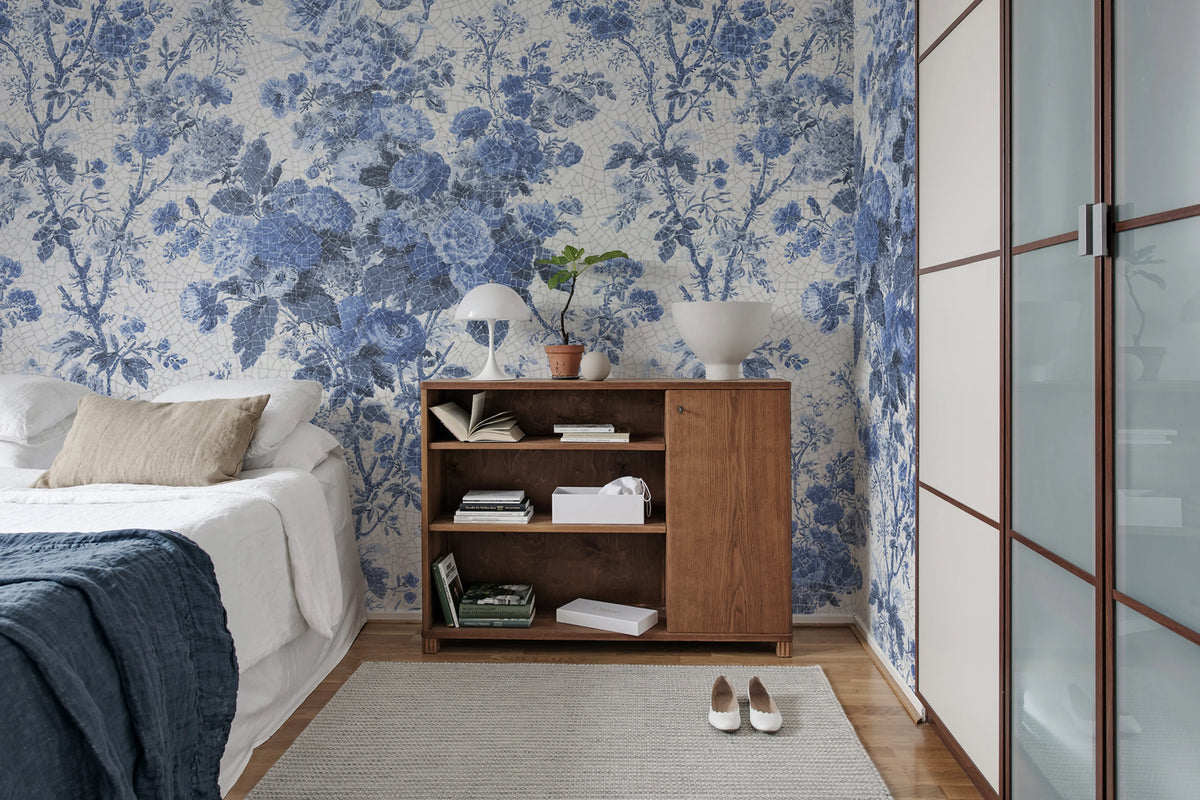 Porcelain, Blue Mural Wallpaper - room preview 03