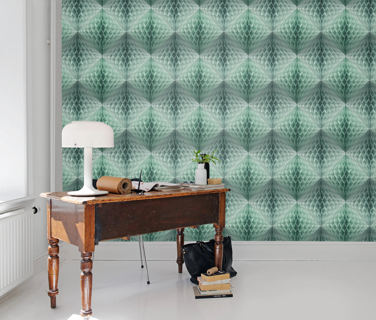 Pom Pom, Mint Mural Wallpaper - room preview 03