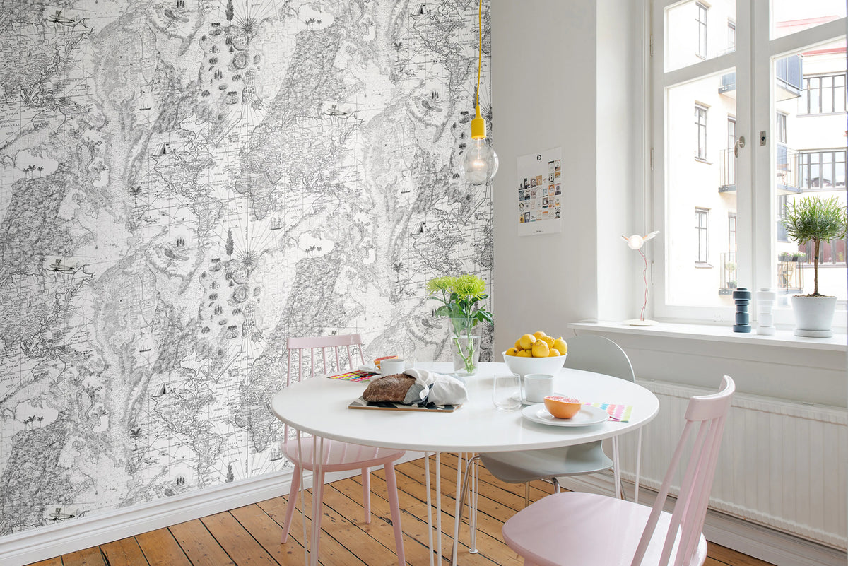 Treasure Hunt, Black and White Mural Wallpaper - room preview 03
